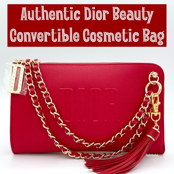 🆕 Dior Beauty Red Cosmetic Case to Clutch/Crossbody/Shoulder Bag Handbag Purse - Picture 1 of 12